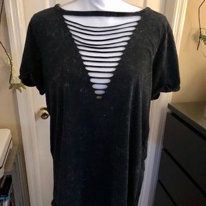 NWOT front slit acid wash t shirt